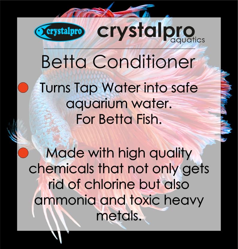 Crystalpro Betta Water Conditioner Treats 660 Gallons - Concentrated Betta Fish Water Conditioner Neutralizes Chlorine and Ammon