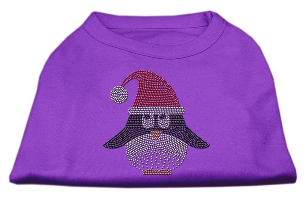 Christmas Pet Dog & Cat Shirt Rhinestone, 'Santa Penguin' Purple Xl (14-20 Lbs.)