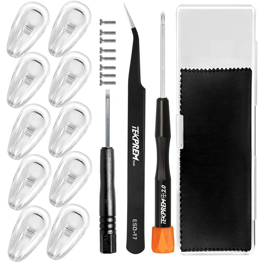 Eyeglasses Nose Pads, Tekprem Glasses Nose Pads Replacement Repair Tools Kit With 5 Pairs Of Air Chamber Silicone Nose Pads,Scre