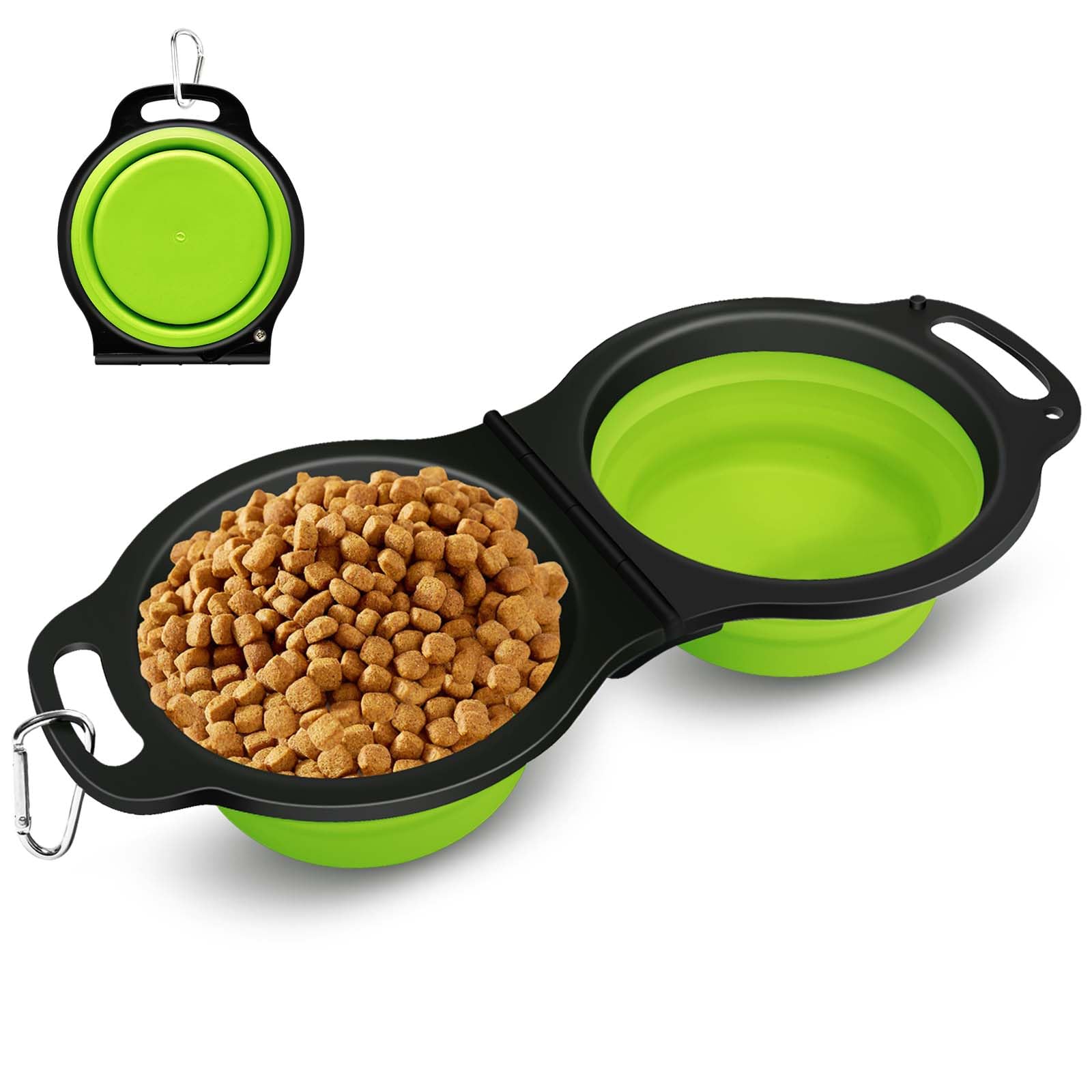Pneuically Collapsible Silicone Cat And Dog Travel Bowls,2 In 1 Foldable Pet Feeding And Watering Dish For Walking Camping Hikin