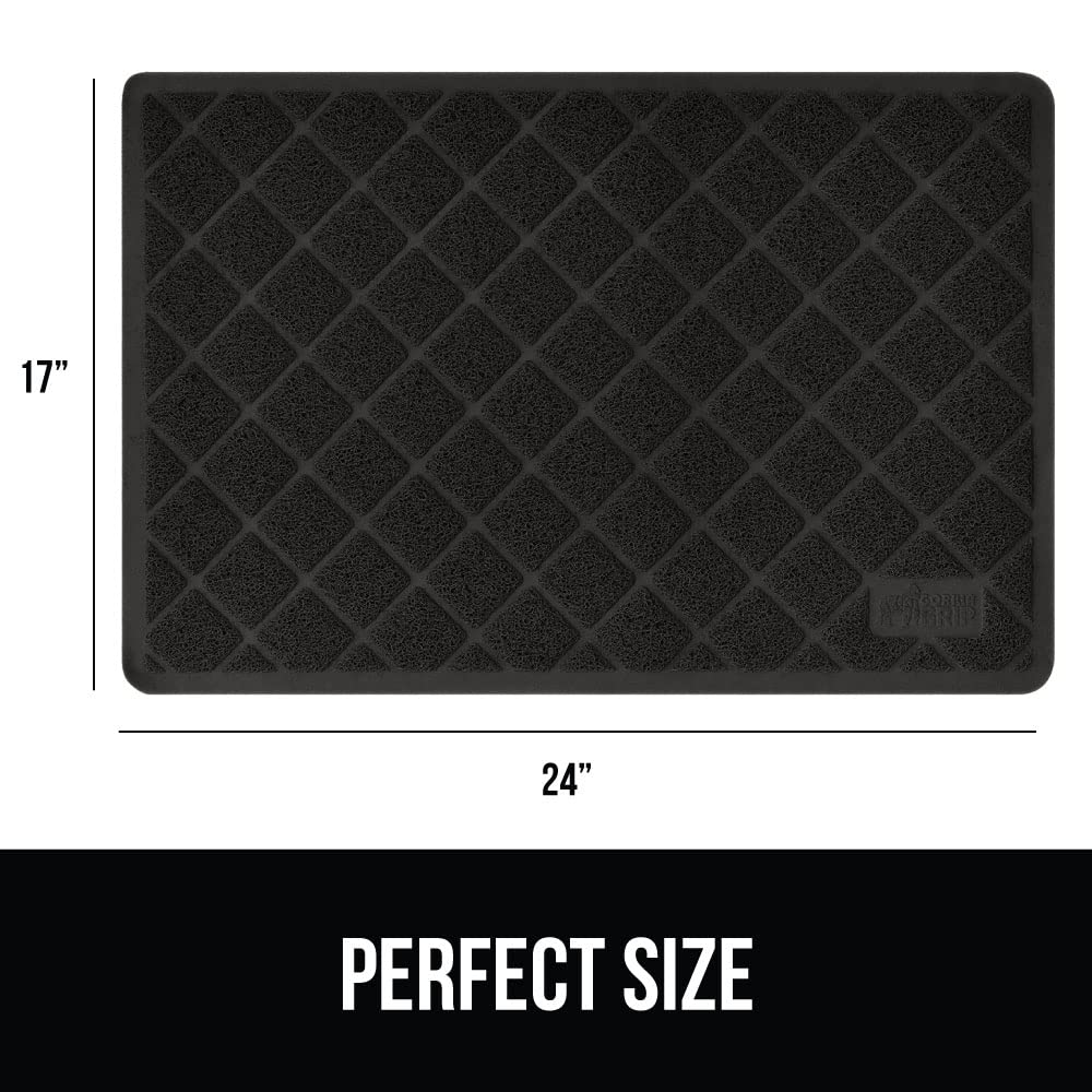 Gorilla Grip Thick Cat Litter Trapping Mat, 24X17, Less Waste, Traps Mess From Box For Cleaner Floors, Stays In Place For Cats, Soft On Kitty Paws, Easy Clean, Small Size, Durable Backing, Black