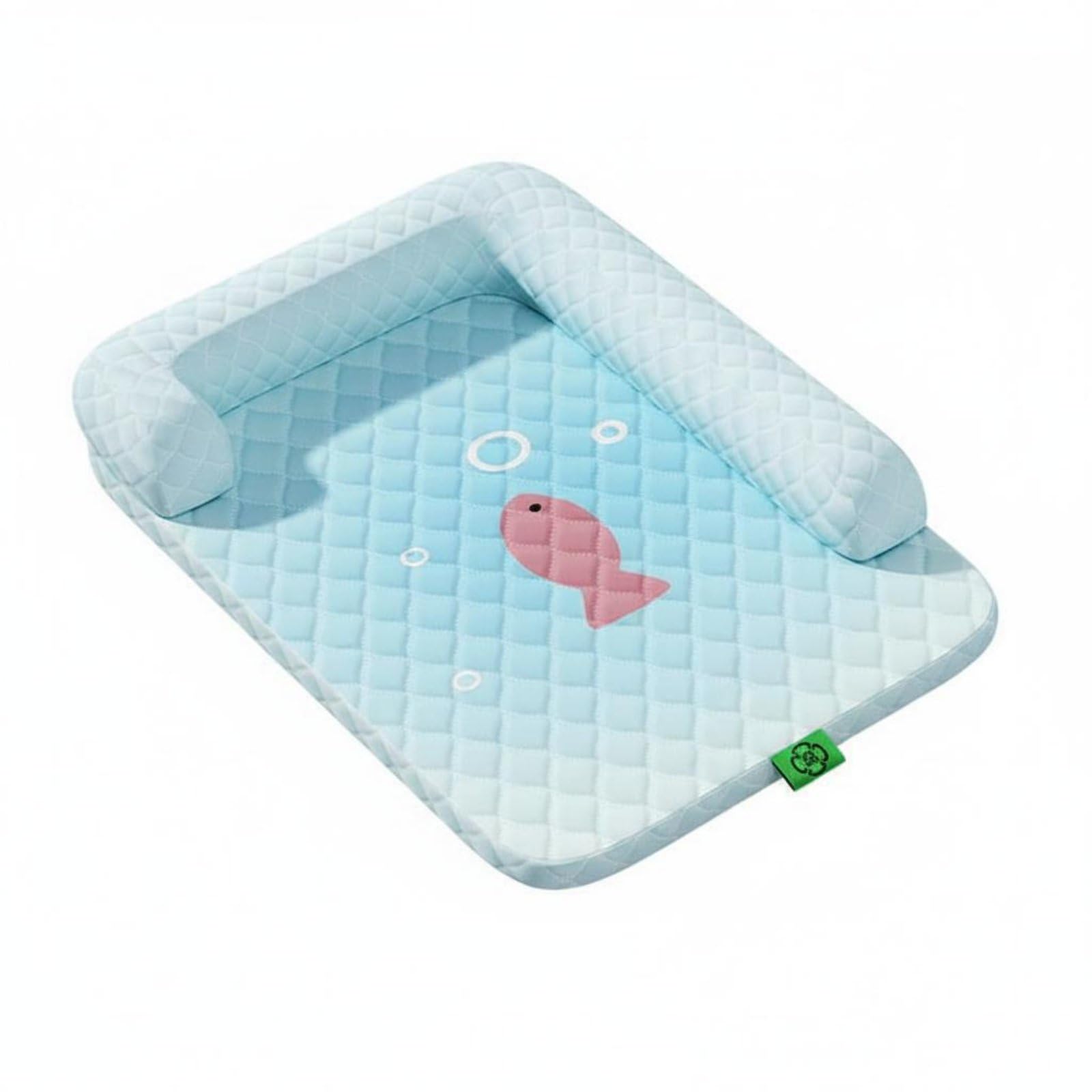 Merishopp Tear Resistant Dog Cooling Mat with Pillow Washable Cooling Dog Bed NonSlip Bottom Raised Rim Pet Bed Breathable for 