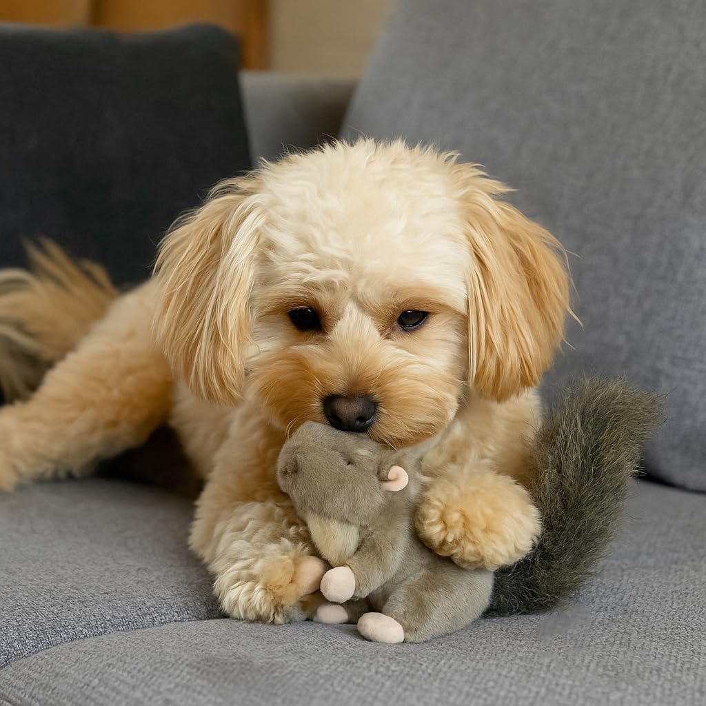 Spot By Ethical Products Woodland Collection Squirrel Dog Toy With Squeaker | Plush Tug Of War Squirrel Grunting Squeak Toy For