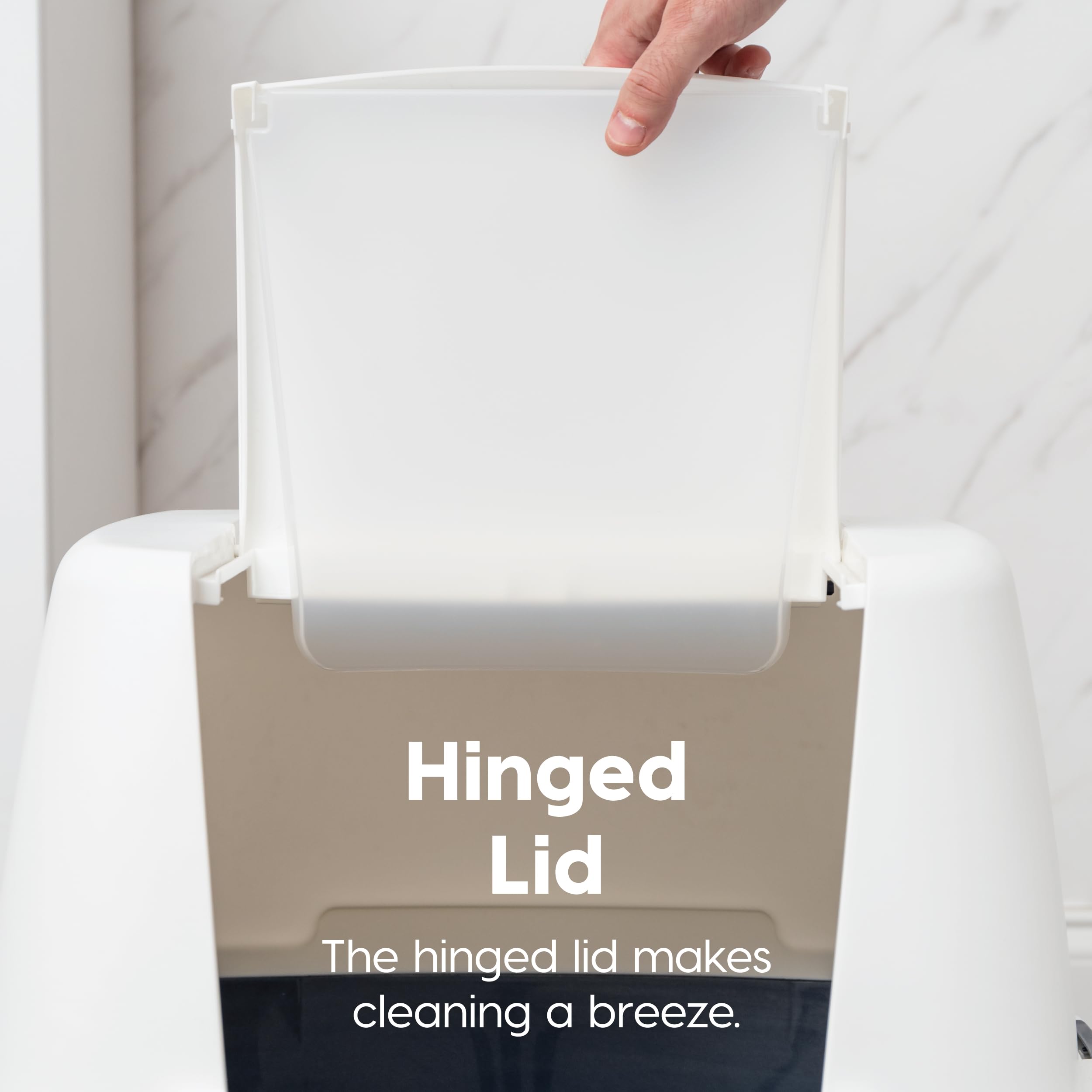 Iris Usa Cat Litter Box, Large Litter Box Enclosure With Front Door Flap And Scoop, Covered Kitty Litter Box With Handle And Buckles For Portability And Privacy, Navy/White