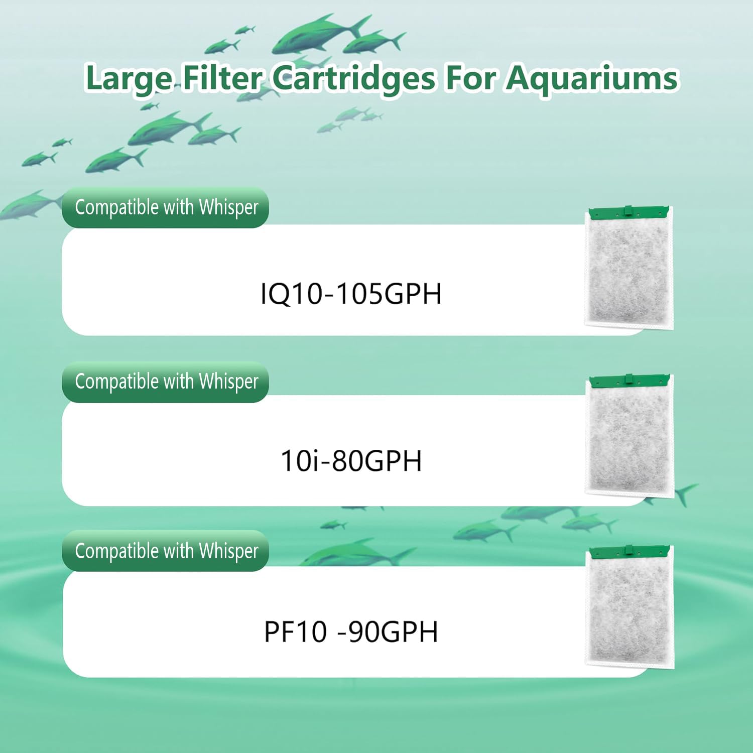 Pewyoke Aquarium Filter Cartridge Compatible With Whisper Power Filters,Replacement Filter Cartridges For Iq10-105Gph (Medium, 3
