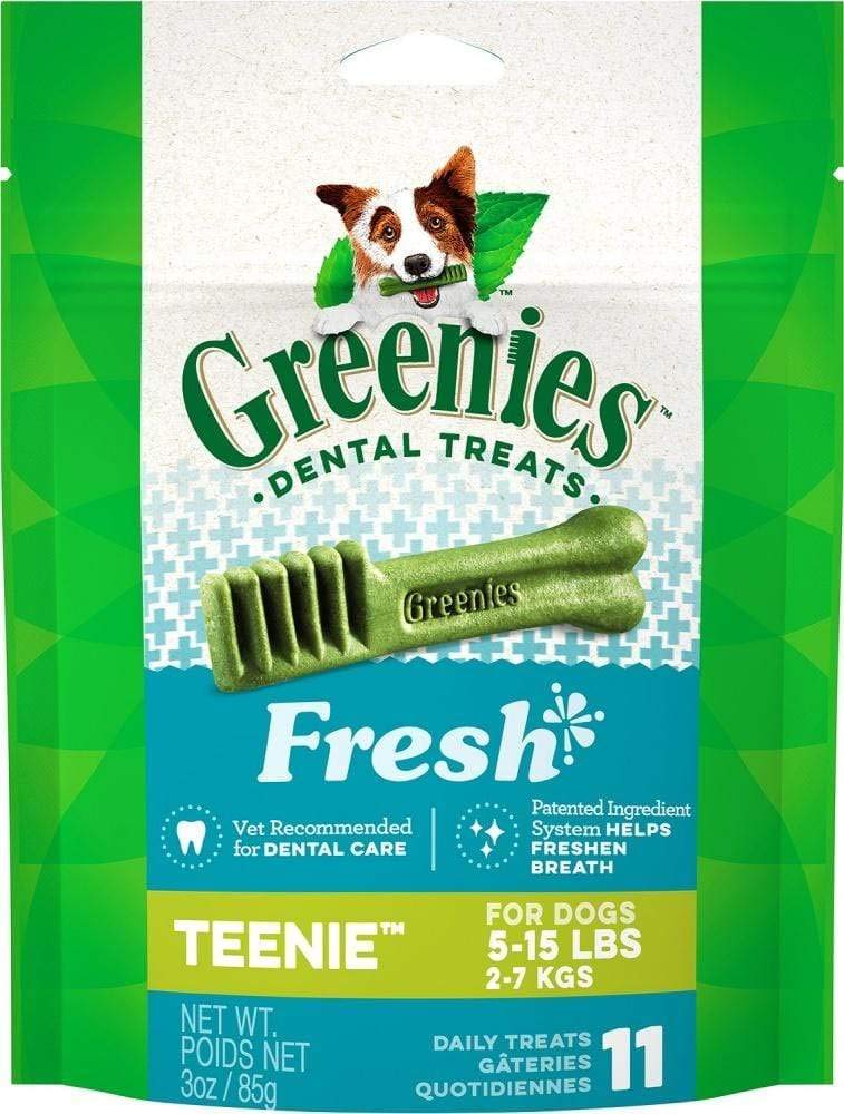 Greenies Teenie Natural Dog Dental Care Chews Oral Health Dog Treats Fresh Flavor, 27 Oz. Pack (96 Treats)