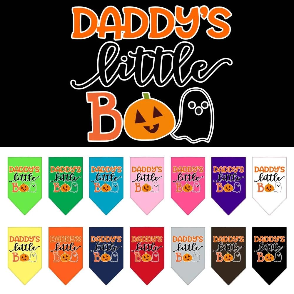Halloween Pet and Dog Bandana Screen Printed, "Daddy's Little Boo" Red Large