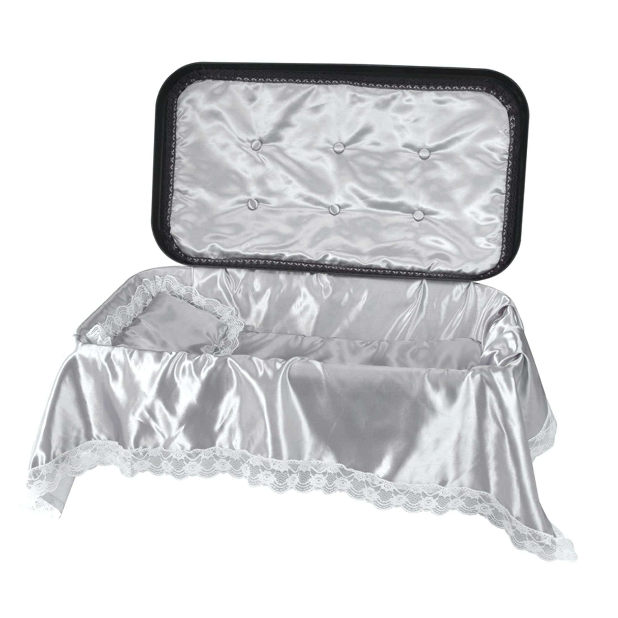 Pet Casket | Elegance Pet Loss Coffin | Pet Memorial Box For Dogs, Cats, And Animals | Pet Loss Gift In 3 Colors & Sizes | Small - Black/Silver