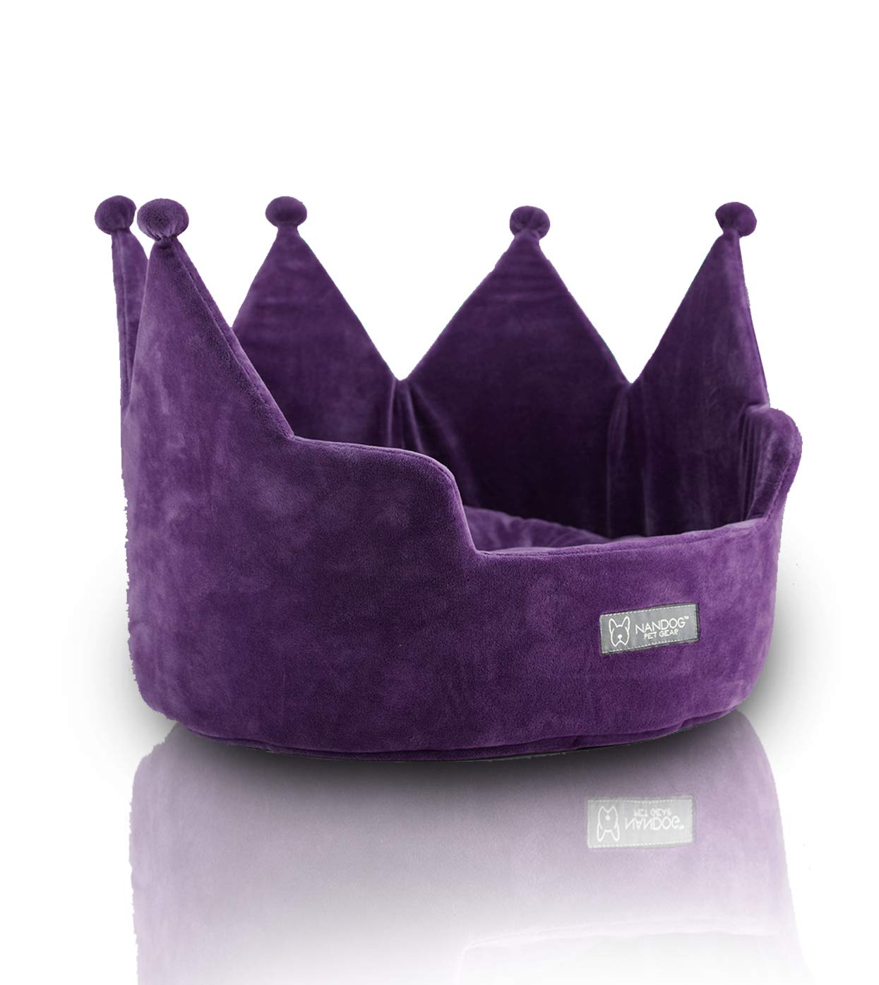 Nandog Pet Gear Crown Cozy Round Dog And Cat Bed Collection Washable Indoor Pet Bed For Small Breeds -Soft Bed Fits In Crate Or Kennel - Made Of Ultra Soft Micro-Plush Material (Purple)