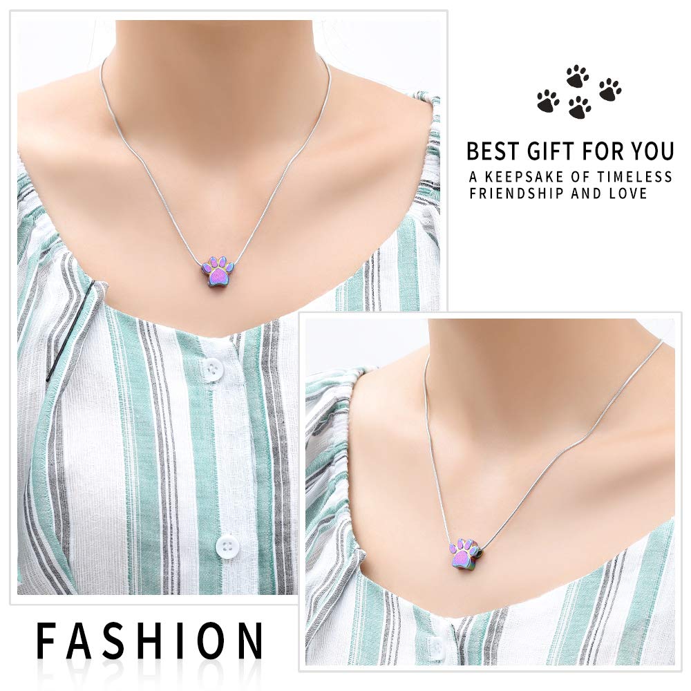 Zeqingjw Pet Cremation Jewelry For Ashes Pendant Paw Print Pet Heart Urn Necklace Memorial Keepsake Jewelry For Pet/Dog'S/Cat'S