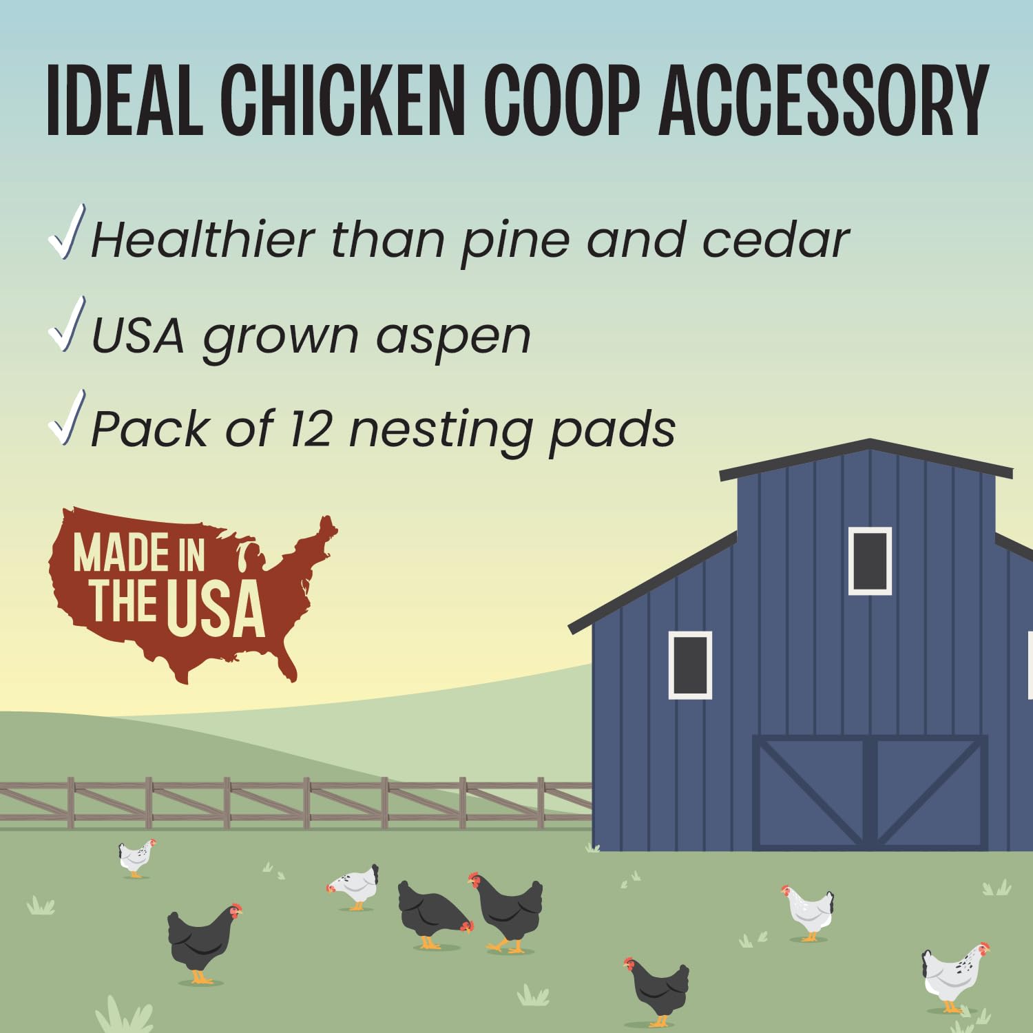 Magjo Premium Aspen 12 Pack Excelsior Nesting Liners (12 Pack), Chicken Bedding For Nesting Box, Nesting Pads Box Liners, Chicke