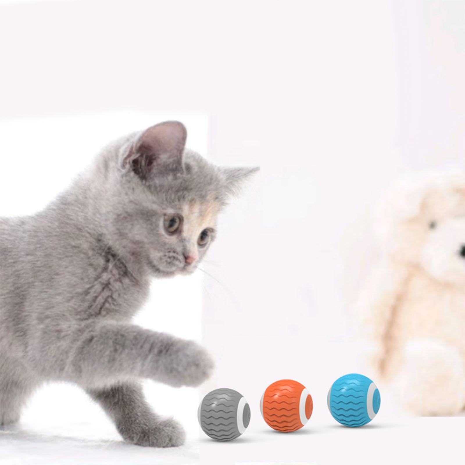 Secret Desire Interactive Cat Toy Ball 2 Modes Scratching Rechargeable Smart Cat Toys Orange