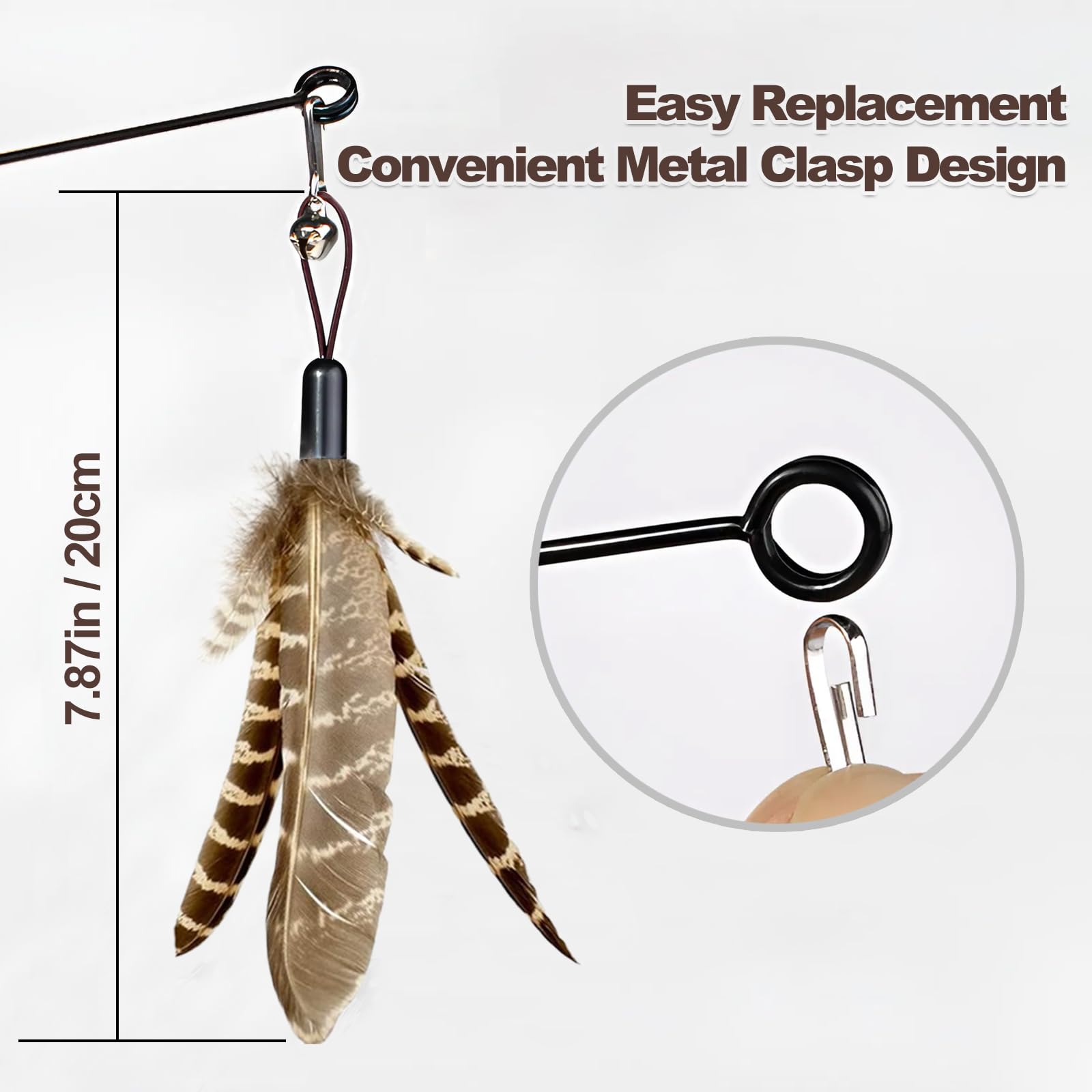 Kingtree Feather Wand Cat Toys, 8 Pack Cat Teaser Toys With 6Pcs Replacement Feathers Insects & 2Pcs Flexible Steel Wire Teaser