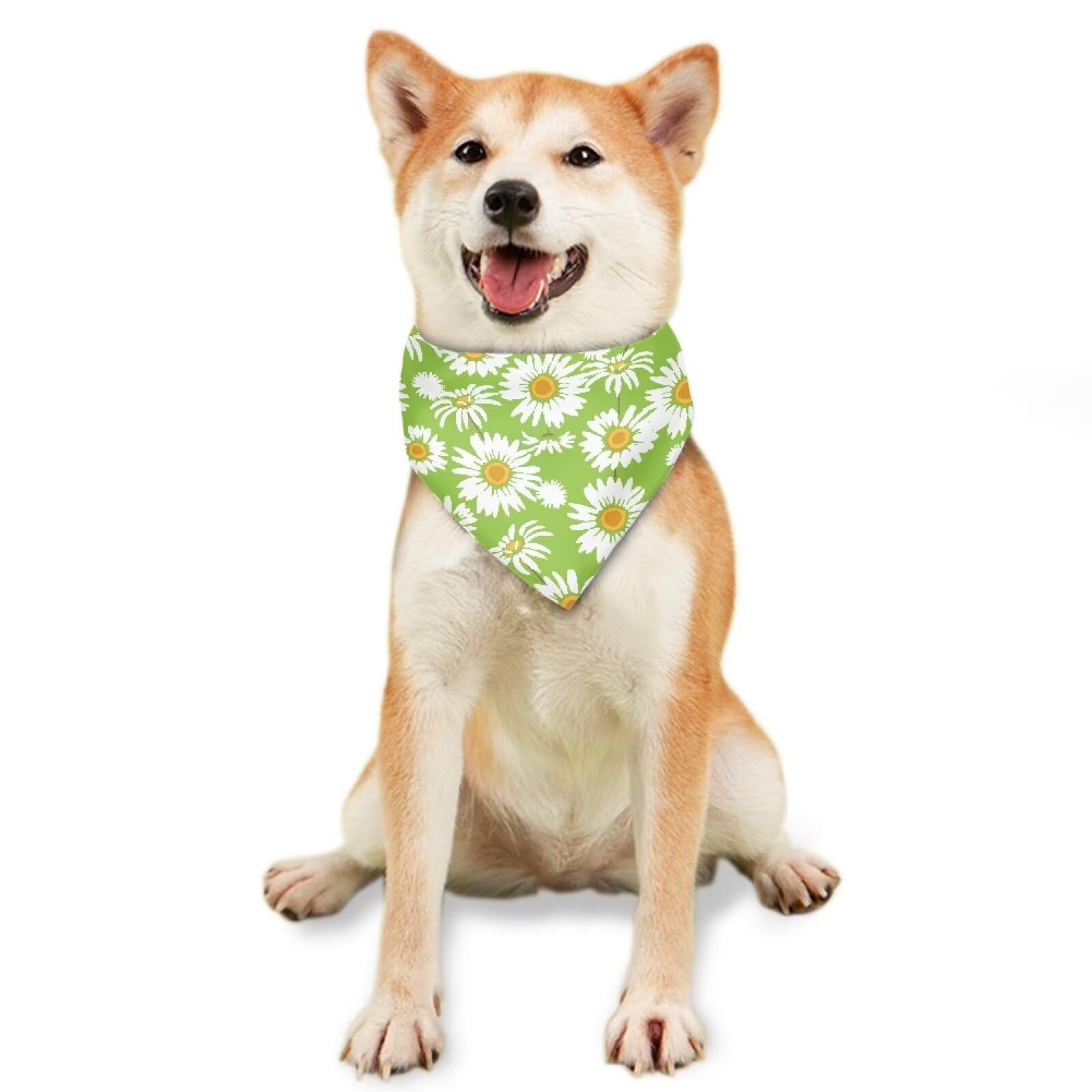 Jeiento Daisy Flower Bandana For Small Medium Large Dogs, Cat Dog Kerchief Dog Triangle Bibs Scarf For Girl,Puppy Kerchief Acces