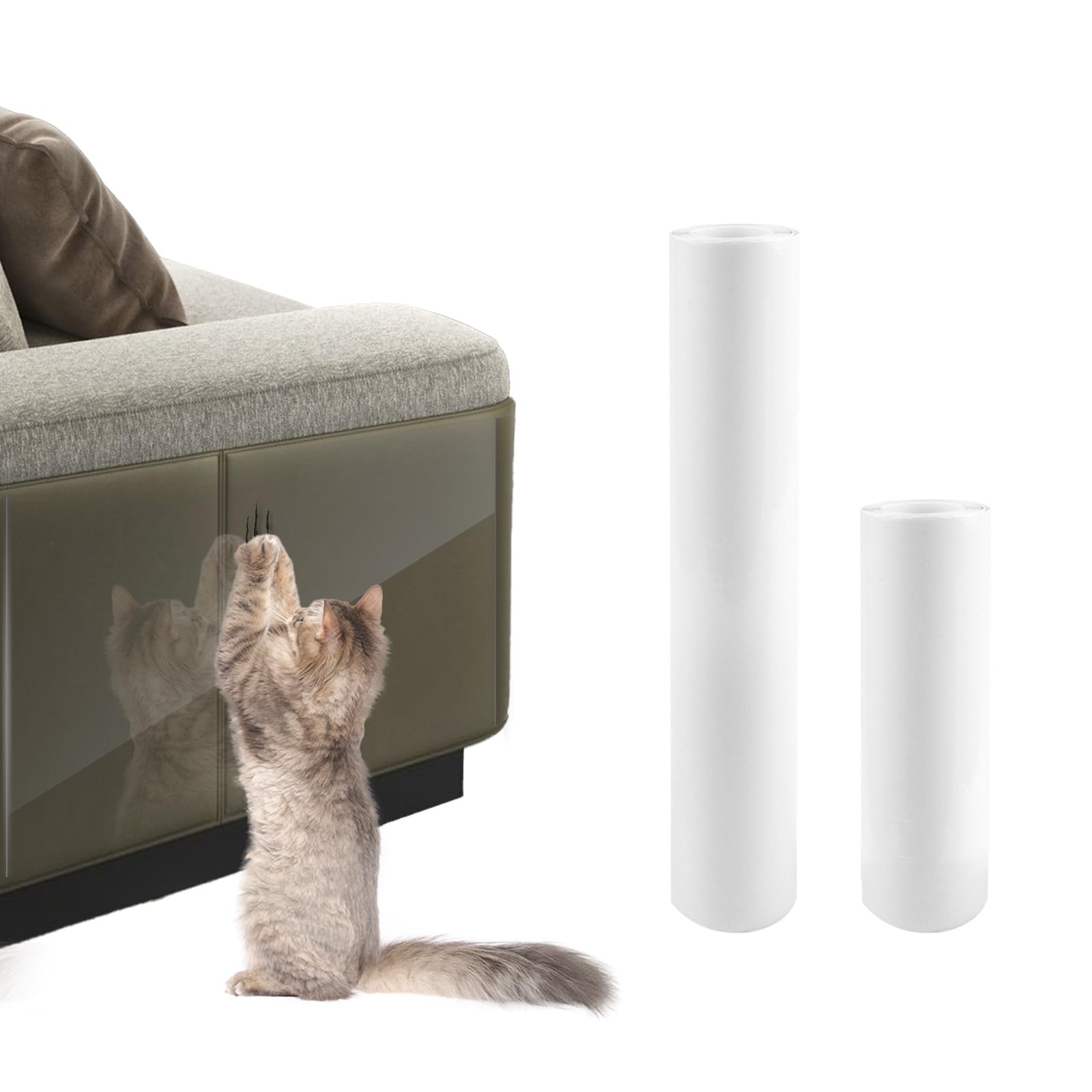 Anti Cat Scratch Furniture Protector, 2pcs 118 x 11.8in&7.9in Flexible Couch Corner Protector from Cat Claws,Single-Sided Sticky