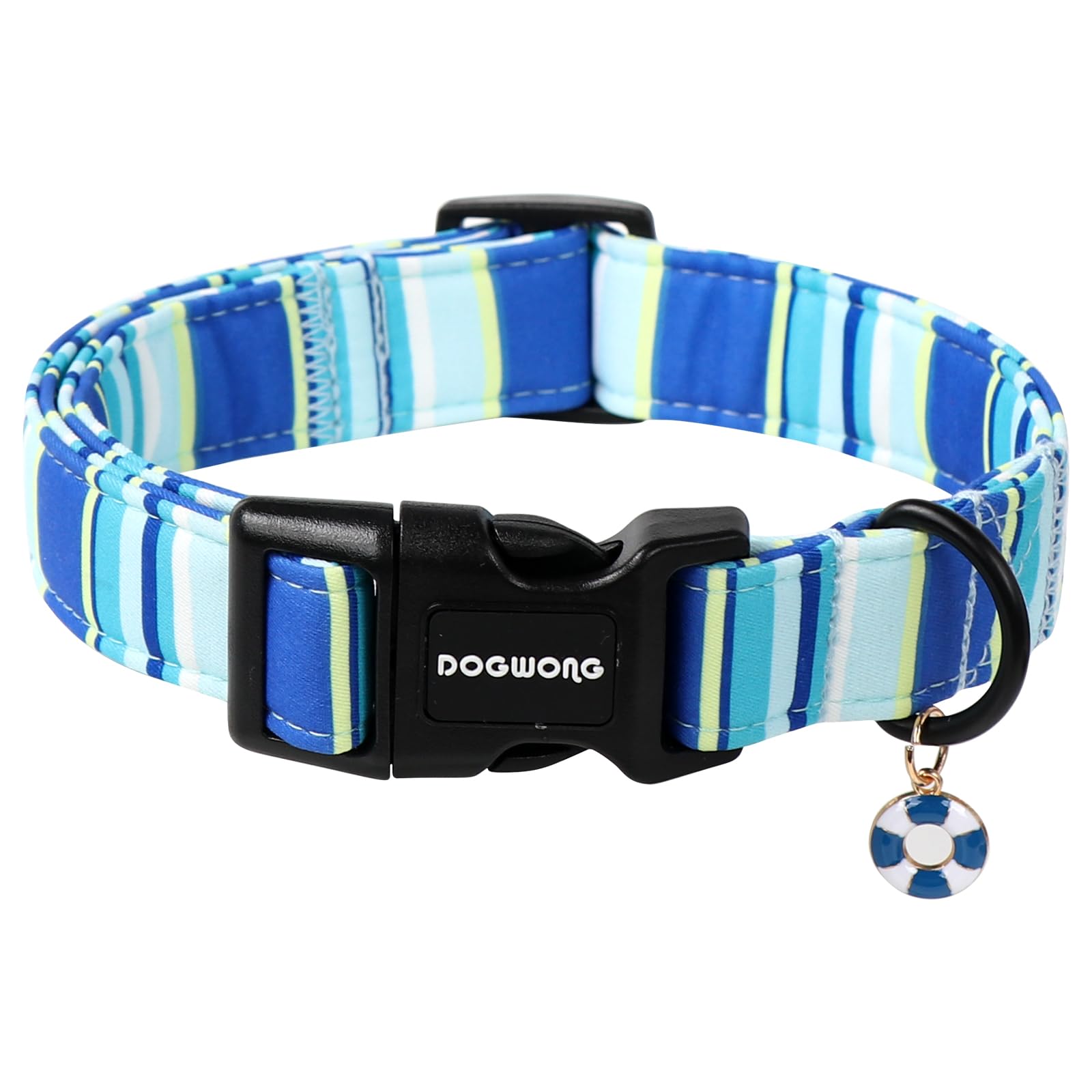 Dogwong Blue Boy Dog Collar, Blue Stripe Dog Collar Adjustable Soft Natural Fabric Girl Pet Dog Collars Cute Boy Necklace For Sm