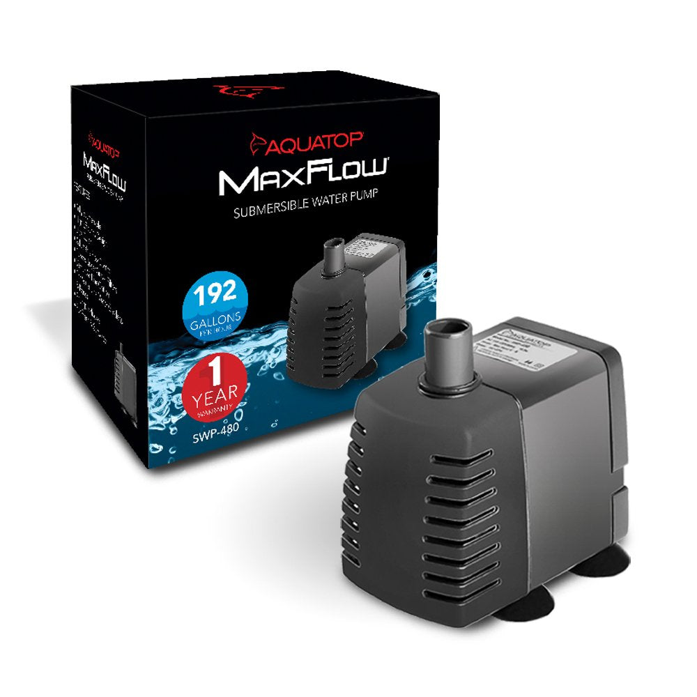 Aquatop Maxflow Submersible Aquarium Pump 192 Gph Adjustable Flow, For Fish Tanks, Sumps And Statuary, Swp-480