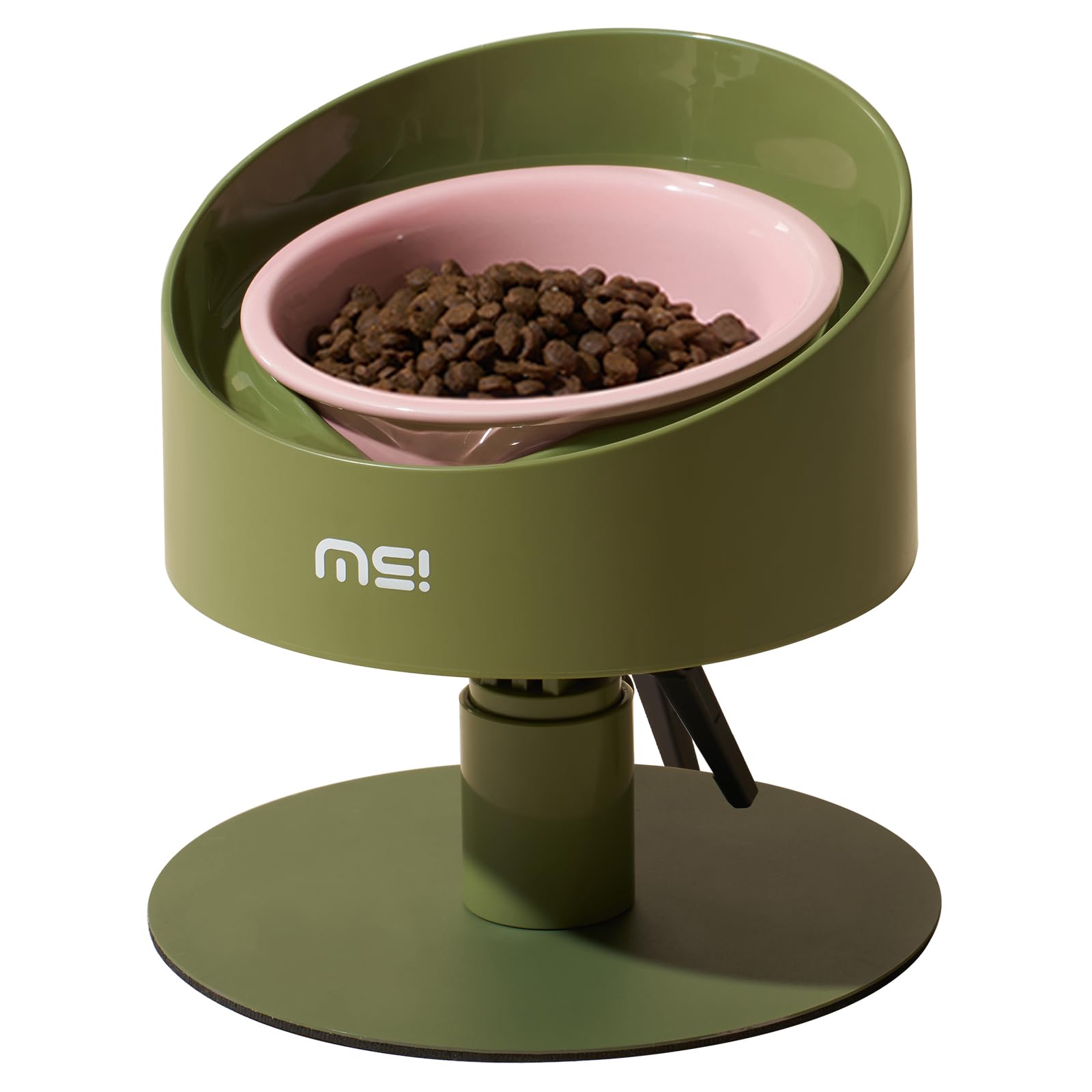 MS!MAKE SURE Adjustable Raised Cat Bowls, Ceramic Elevated Cat Bowls, Pet Bowl with Anti - Slip Rubber Pad, Leak - Proof, Lead &