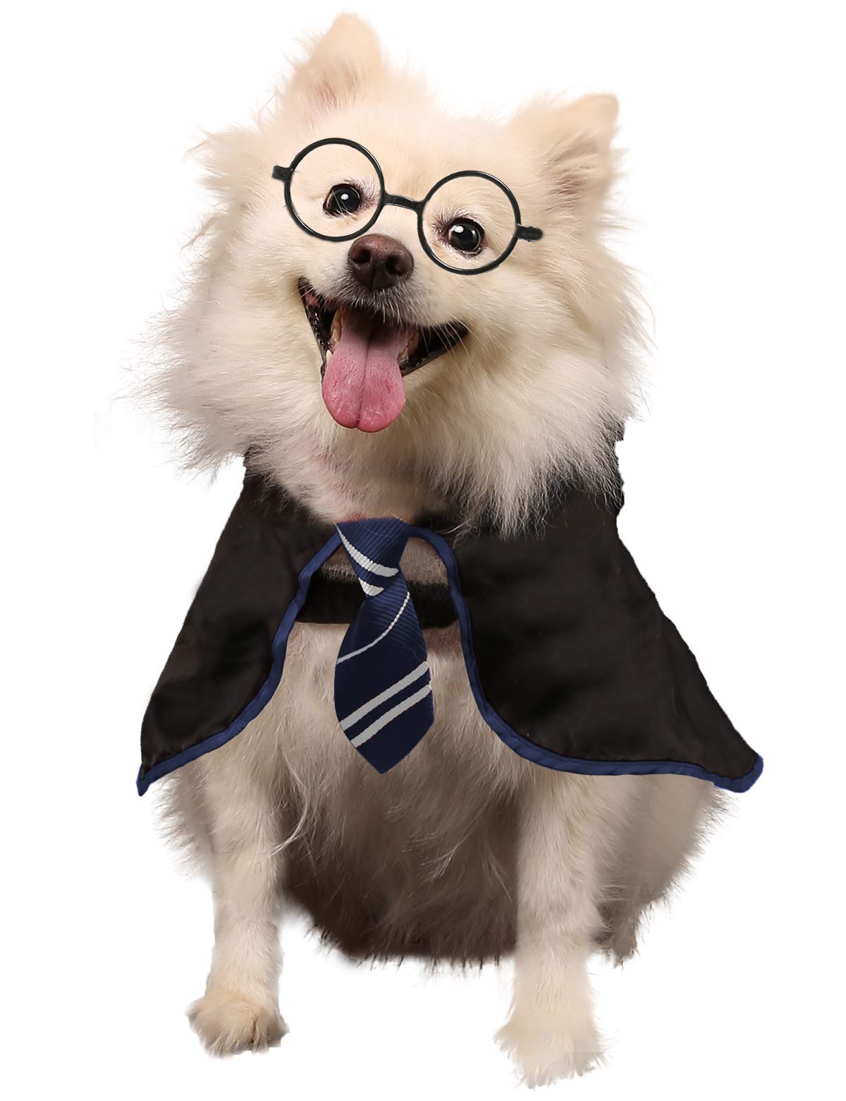 Coomour Halloween Dog Costume Wizard Pet Shirt Funny Cat Clothes For Dogs Cats Clothing Outfits With Glasses (X-Large,Blue)
