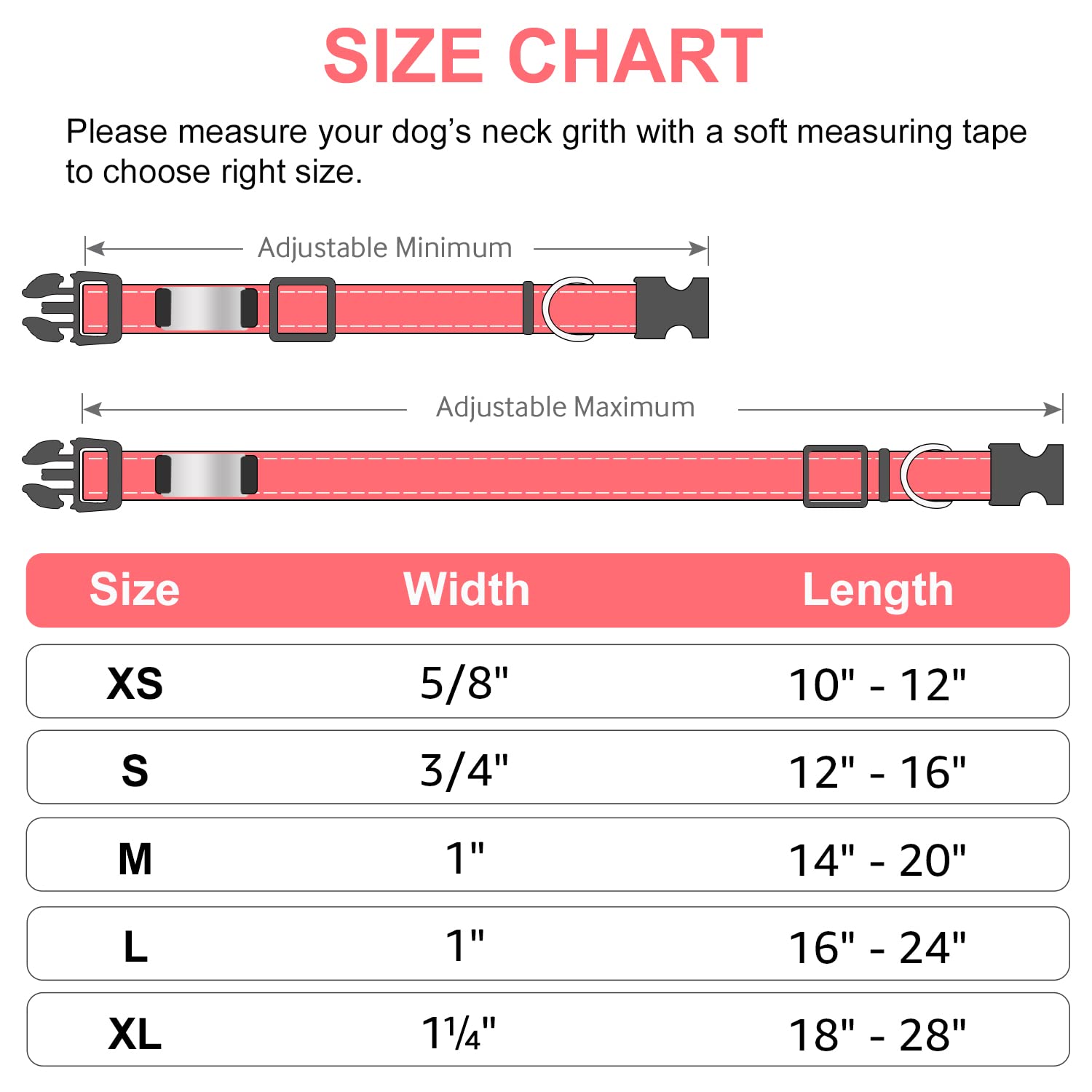 Joytale Personalized Dog Collars, Reflective Nylon Dog Collar With Engraved Name Plate, Customized For Puppy And Small Dogs, Pink, Xs