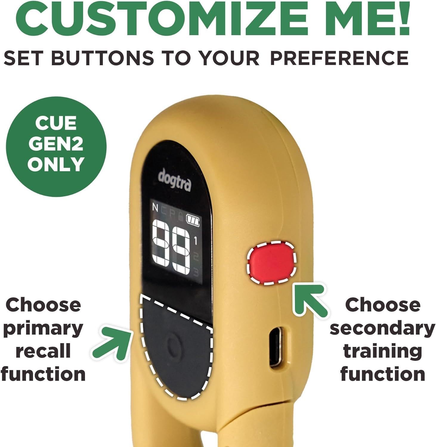 Dogtra Cue Gen 2 Tan - Customizable E-Collar For Dogs Training Collar With Remote - Easy, Safe, Beginner-Friendly Design - 99 Le