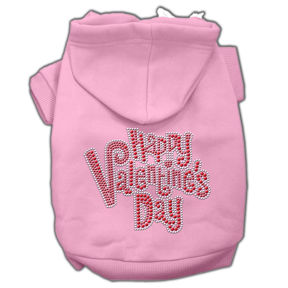 Mirage Pet Products 16' Happy Valentines Day Rhinestone Hoodies, X-Large, Pink