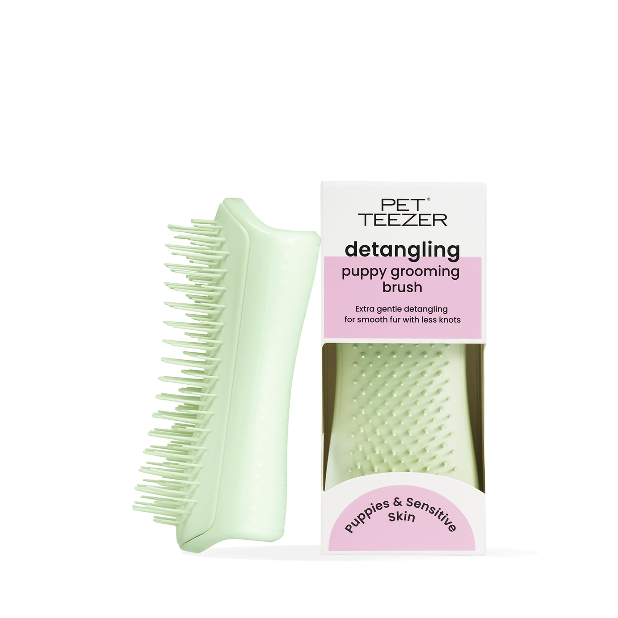 Pet Teezer By Tangle Teezer Puppy Essential Dog Brush, With Extra Soft Teeth For Gentle Grooming On Wet Or Dry Fur, Mint