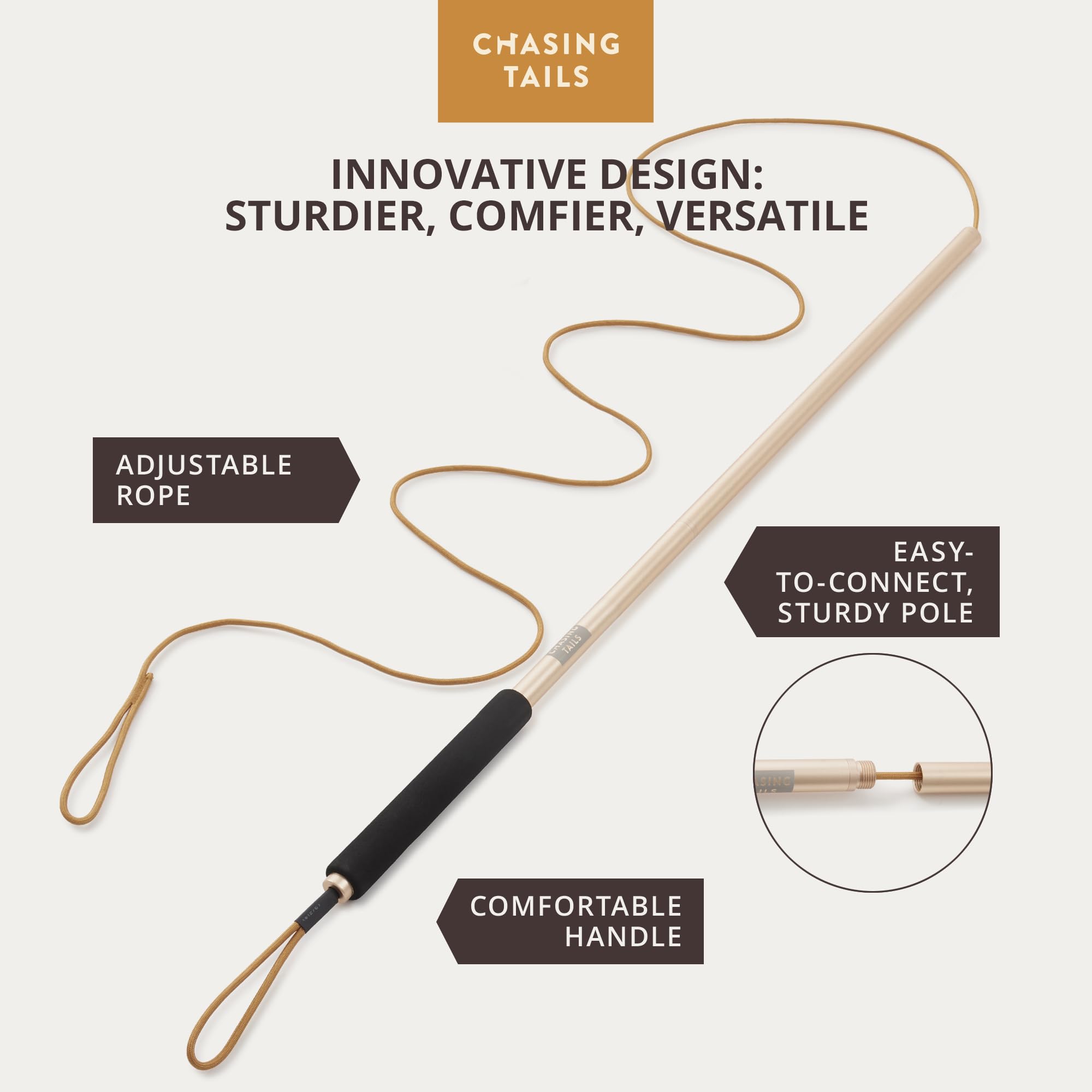 Chasing Tails Flirt Pole For Dogs Heavy Duty - 36 Inch Flirt Pole For Large Dogs With Extendable 83 Inch Rope | Two Toys Include