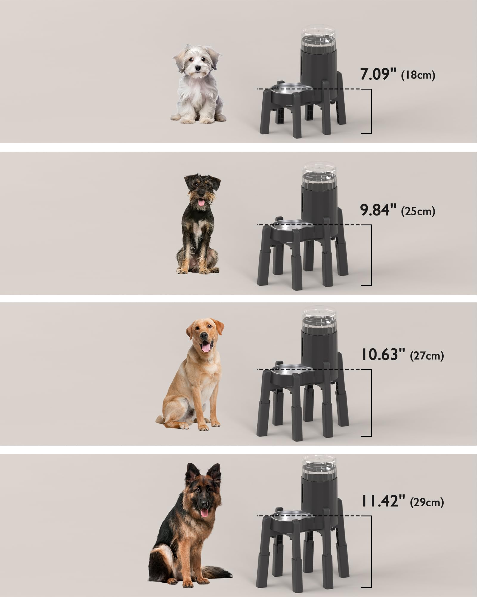 Czpet Dog Water Dispenser Stand, Holder For Pet Automatic Feeders, Width And Height Adjustable Elevated Stand For Pet Feerders,