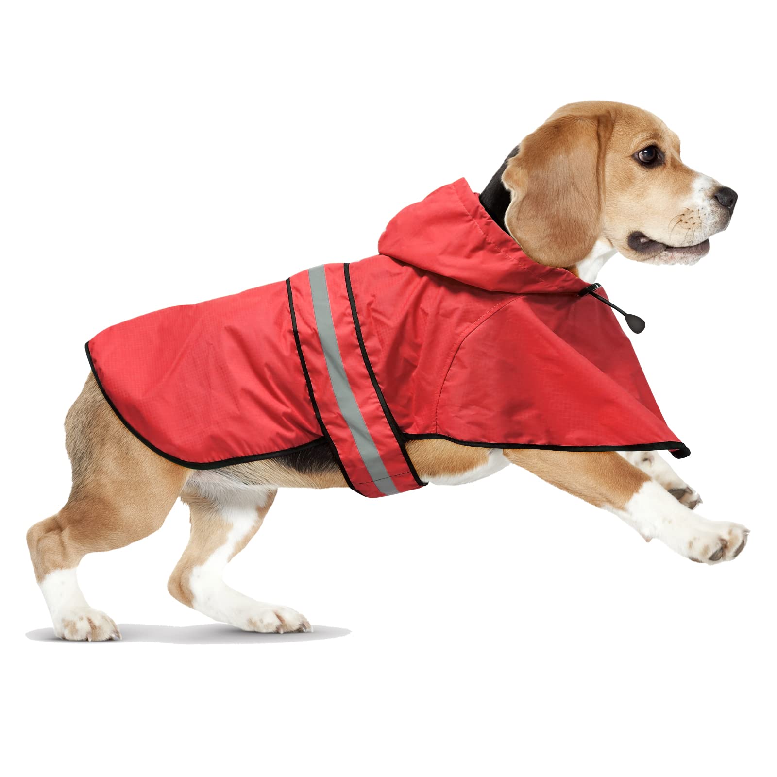 Domagiker Waterproof Dog Raincoats - Hooded Raincoats For Dogs, Adjustable Reflective Dog Rain Coat, Windproof Dog Rain Jacket P