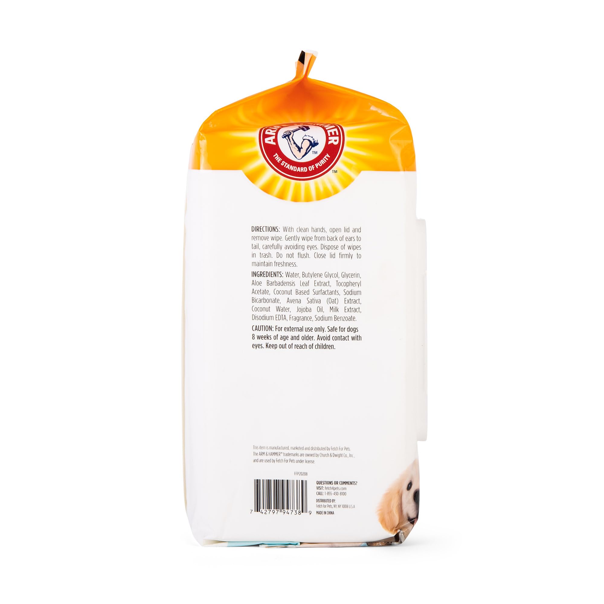 Arm & Hammer For Pets Gentle Puppy Bath Wipes, Coconut Water All Purpose Puppy Cleaning Wipes Remove Odor & Refresh Skin For Pets Gentle Tearless Pet Wipes 100 Count, (Pack Of 3)