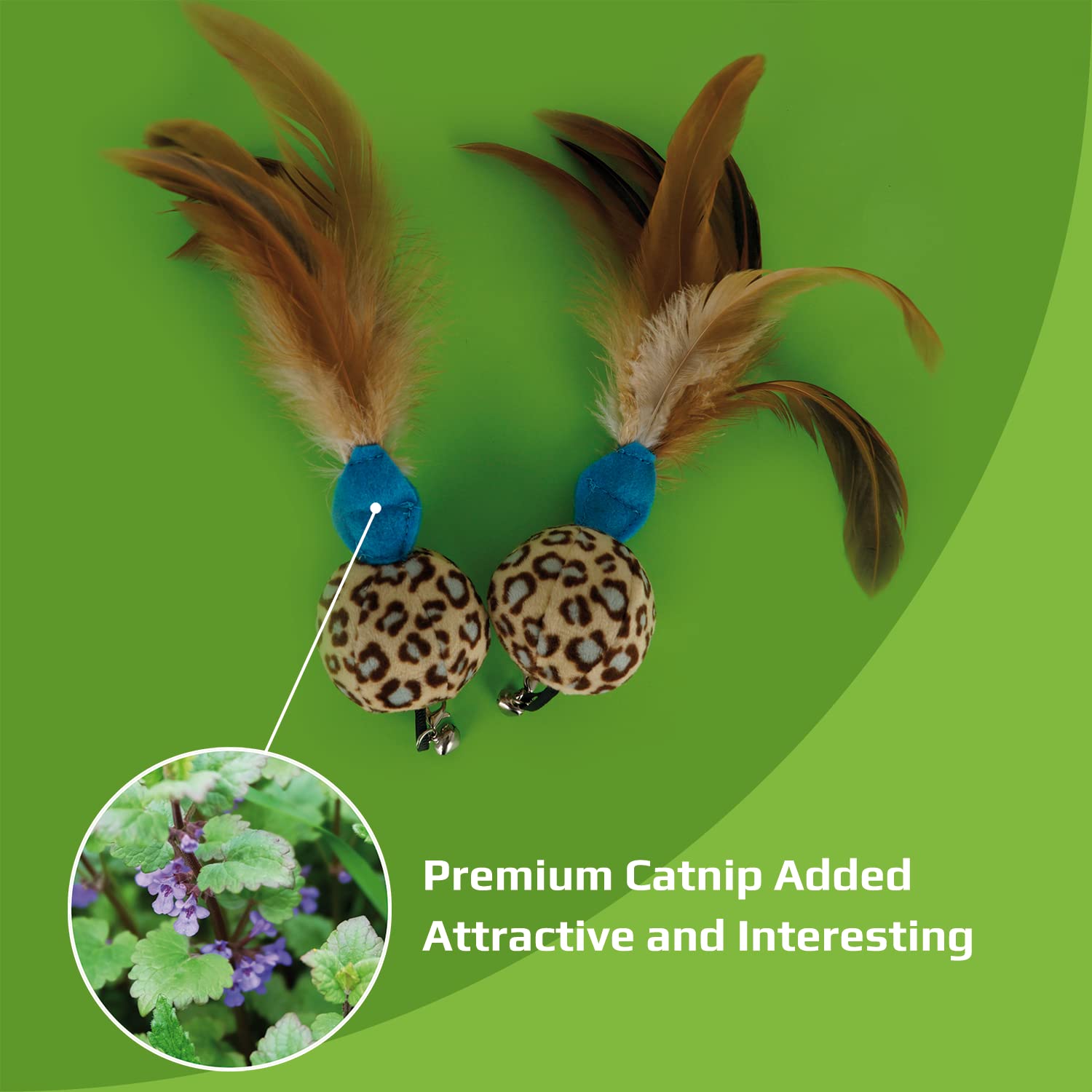 Fupusun Update 2022 Cat Feather Toys, 4 Pcs Cat Wand Toys, Catnip-Added, Cat Rainbow Wand Toy, Cat Interactive Toys For Indoor Cats&Kitten