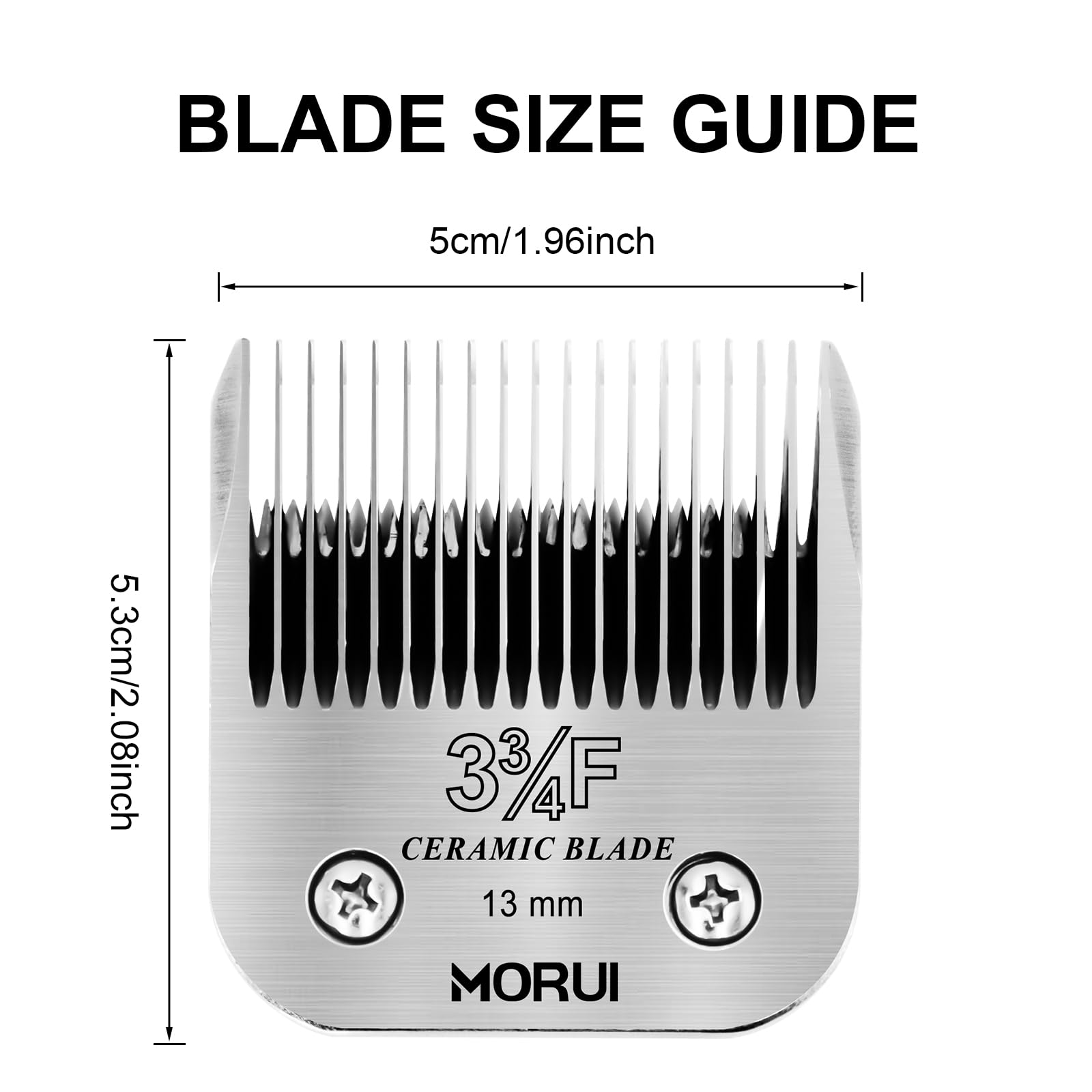 Morui 3-3/4F Cut Length 1/2''(13Mm) Detachable Ceramic Pet Dog Clipper Blades Compatible With Most Andis,Oster A5 Wahl Km Series