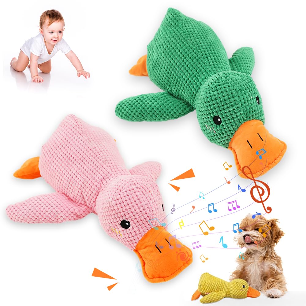 Dog Toy, 2025 New Dog Calming Duck For Dogs With Quack-Quack Sound Duck, Durable Stuffed Chew Toys For Dogs Indoor Puppy (Green 