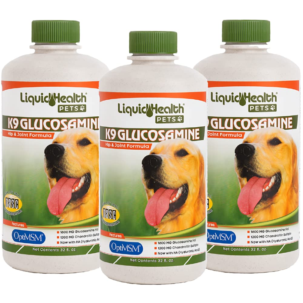 LIQUIDHEALTH Pets K9 Liquid Glucosamine for Dogs, Puppies, Senior Canines with Chondroitin, MSM, Hyaluronic Acid - Dog Vitamins 