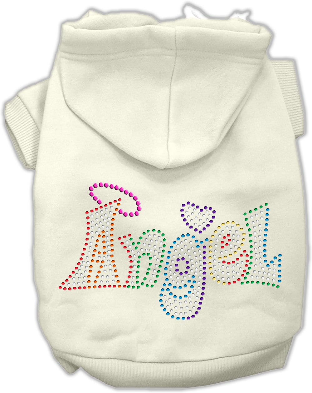 Pet, Dog & Cat Hoodie Rhinestone, 'Technicolor Angel' Cream Xs (0-3 Lbs.)