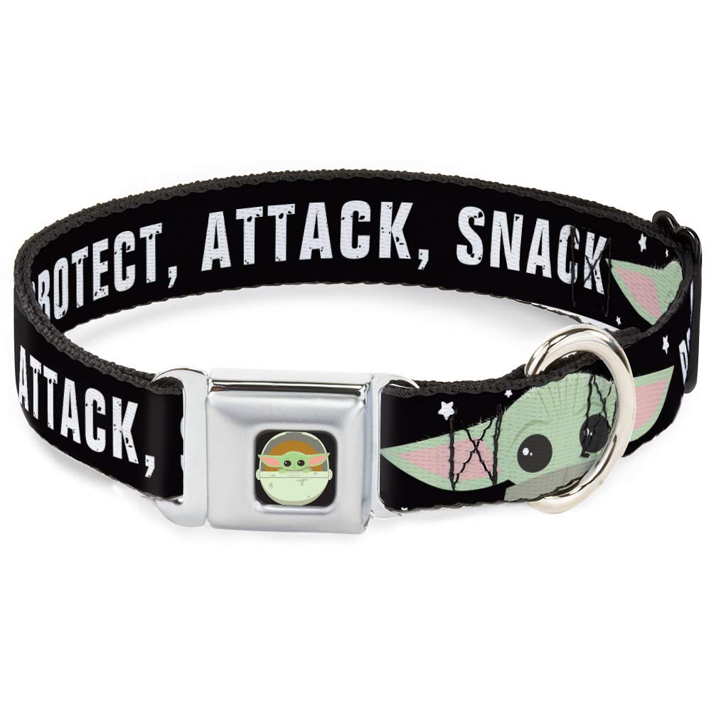Buckle-Down Dog Collar Seatbelt Buckle Star Wars The Child Chibi Face Protect Attack Snack 9 To 15 Inches 1.0 Inch Wide, Dc-Sb-S