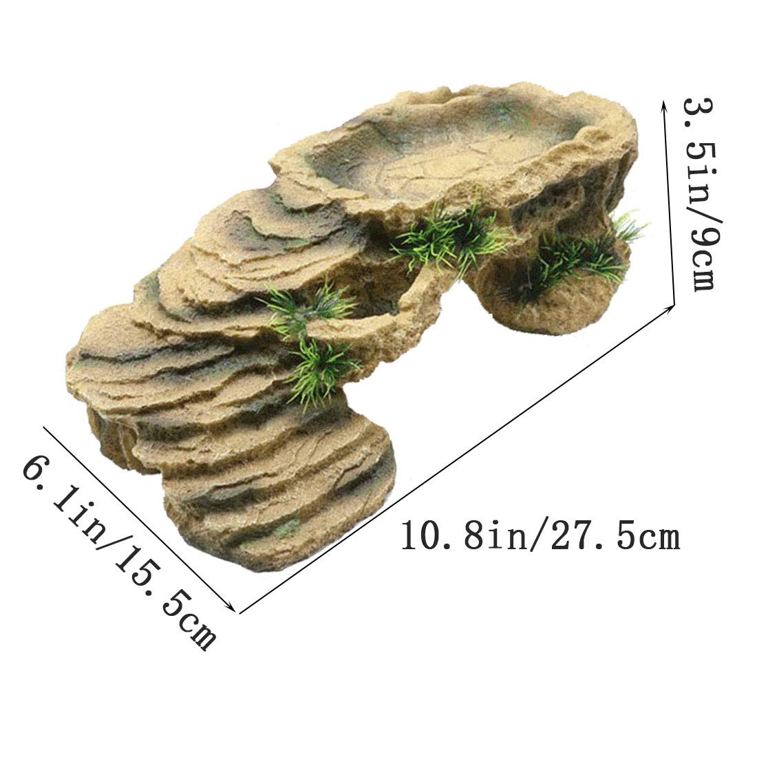 PINVNBY Turtle Basking Platform,Tortoise Resin Dock Resting Rock Reptile Habitat Ornament Hiding Cave Floating Ledge Aquarium De