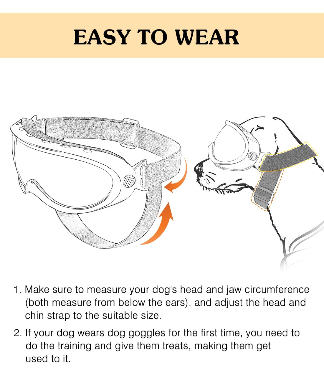 Lewondr Dog Goggles Medium Large Breed, Dog Sunglasses With Adjustable Straps And Soft Sponge Pad, Uv/Wind/Dust/Fog/Snow Dog Eye