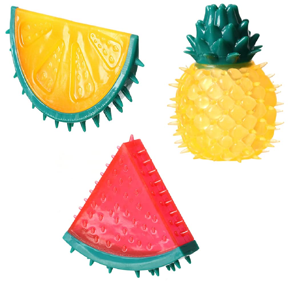 Psk Pet Mart Dog Chew Toy Sound Cute Interactive Fruit Funny Chewable Realistic Cat Bite Toy For Puppies Tpr Lemon + Pineapple +