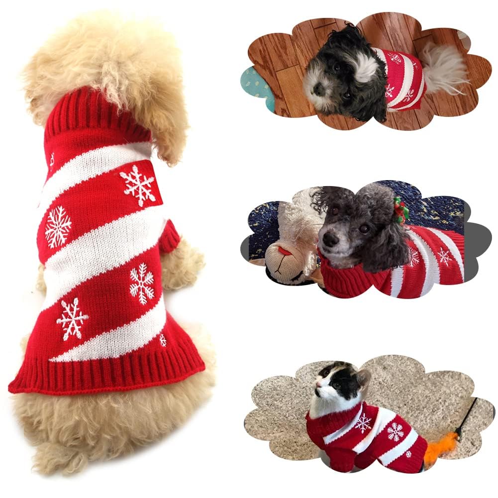 Nacoco Dog Snow Sweaters Snowman Sweaters Xmas Dog Holiday Sweaters New Year Christmas Sweater Pet Clothes For Small Dog And Cat (Snow,Xxs)