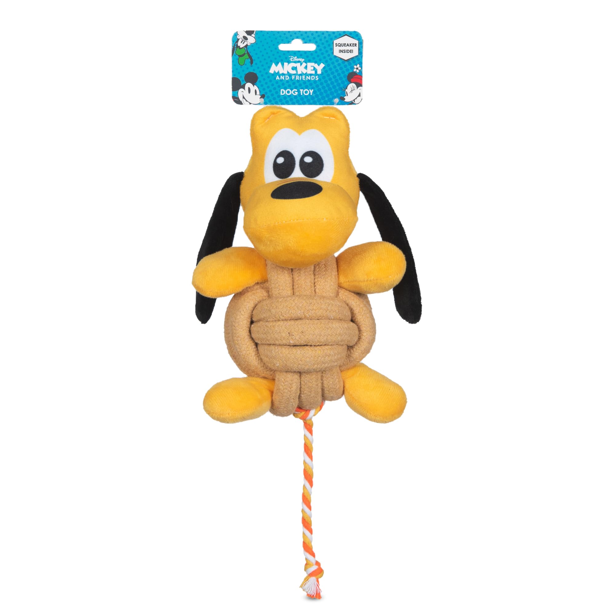 Disney For Pets Pluto Knotty Rope Pet Toy With Squeaker, 9 Inch | Squeaky Dog Toys For Pets | Rope Tug Toy For Dogs Inspired By 