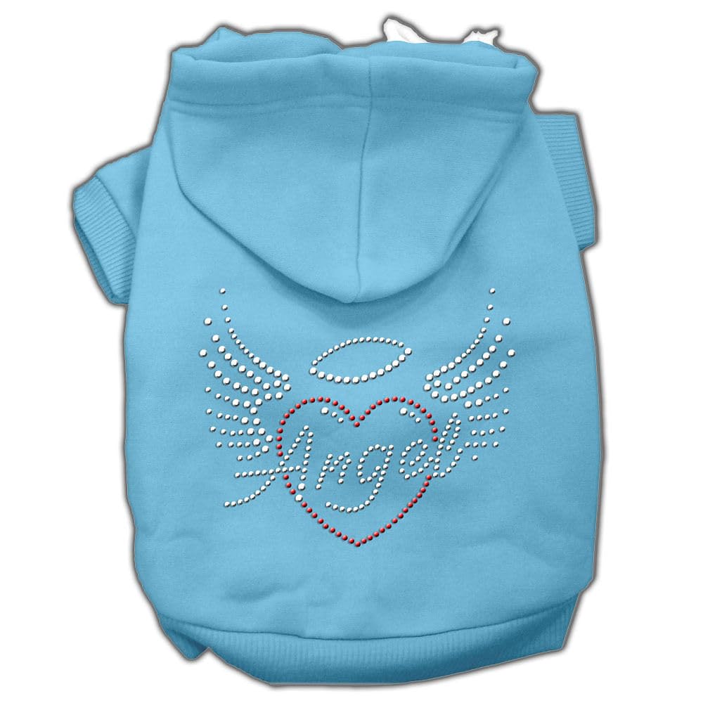 Pet, Dog & Cat Hoodie Rhinestone, 'Angel Heart' Baby Blue Xs (0-3 Lbs.)