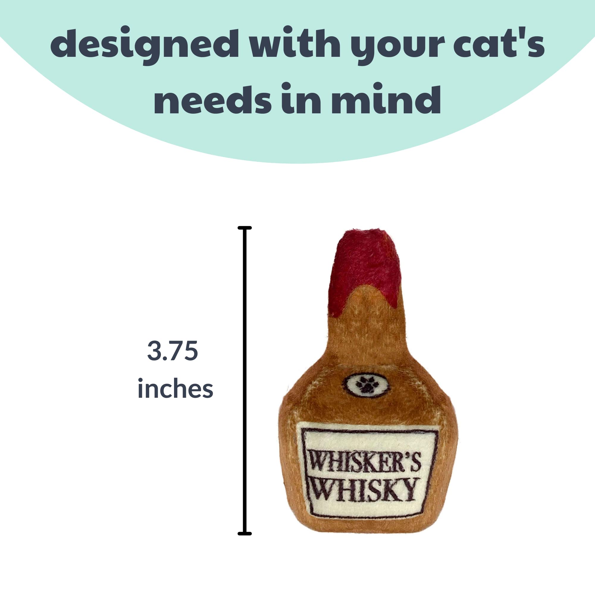 Huxley & Kent Plush Cat Toy - Whisker'S Whiskey - Nappy Hour Strong Catnip Filled - Plush Interactive Kitten And Cat Toy With Ca