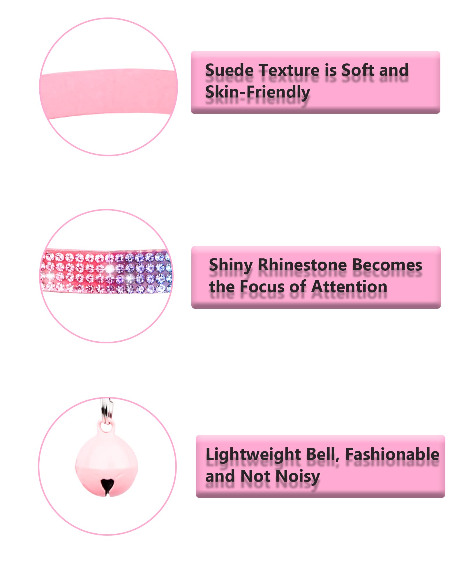 Aecllcea Cat Collars For Girl Cats With Rhinestone Soft Velvet,Breakaway Cat Collars With Bell,Adjustable Safe Kitten Collar (Bl