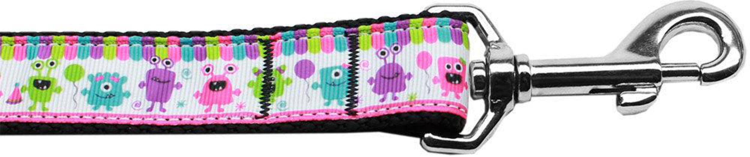 Pet Dog & Cat Nylon Collar or Leash, "Party Monsters" 5/8" w x 4 ft. leash