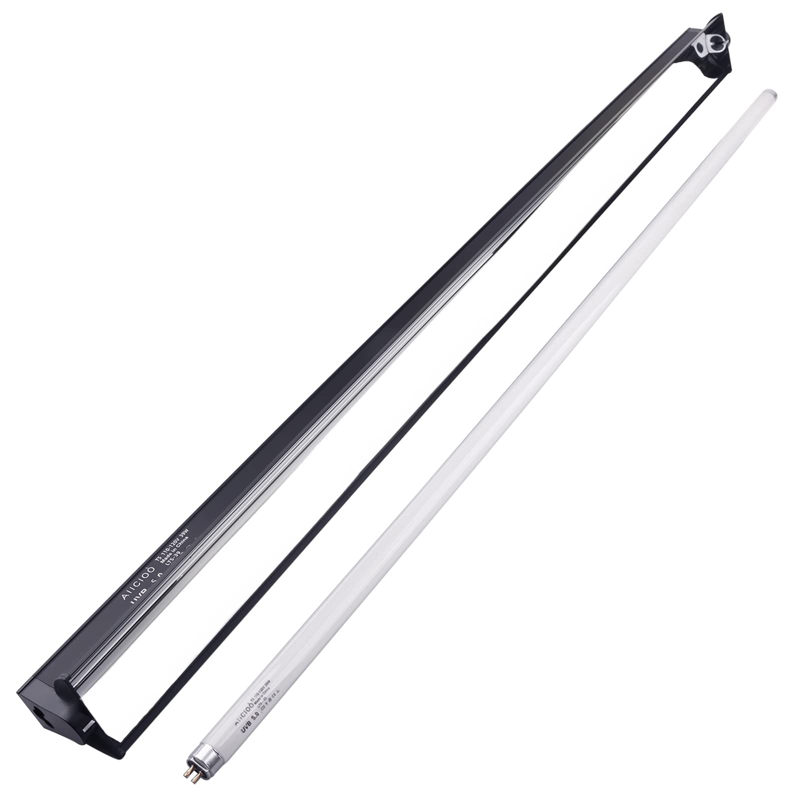 Aiicioo T5 UVB Lighting Combo Kit 39W - T5 UVB Reptile Light Fixture and T5 5.0 UVB Light Bulb for Bearded Dragon Leopard Gecko