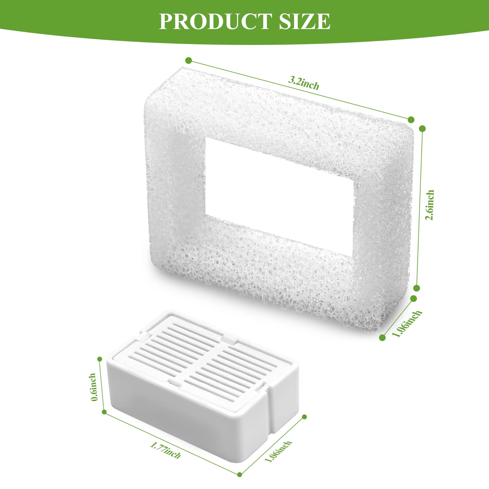 Cepheus 16 Pack Cat Water Fountain Filter With 4 Foam, Cupcake Pet Fountain Replacement Filters For Ceramic Cat Water Fountain, Carbon Fountain Filter Set