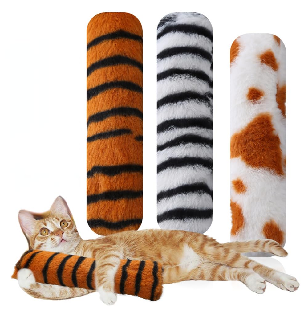 3 Pcs Soft & Durable Crinkle Sound Catnip Pillows, Interactive Kicker Toys For Indoor Cats, Promotes Kitten Exercise For All Bre