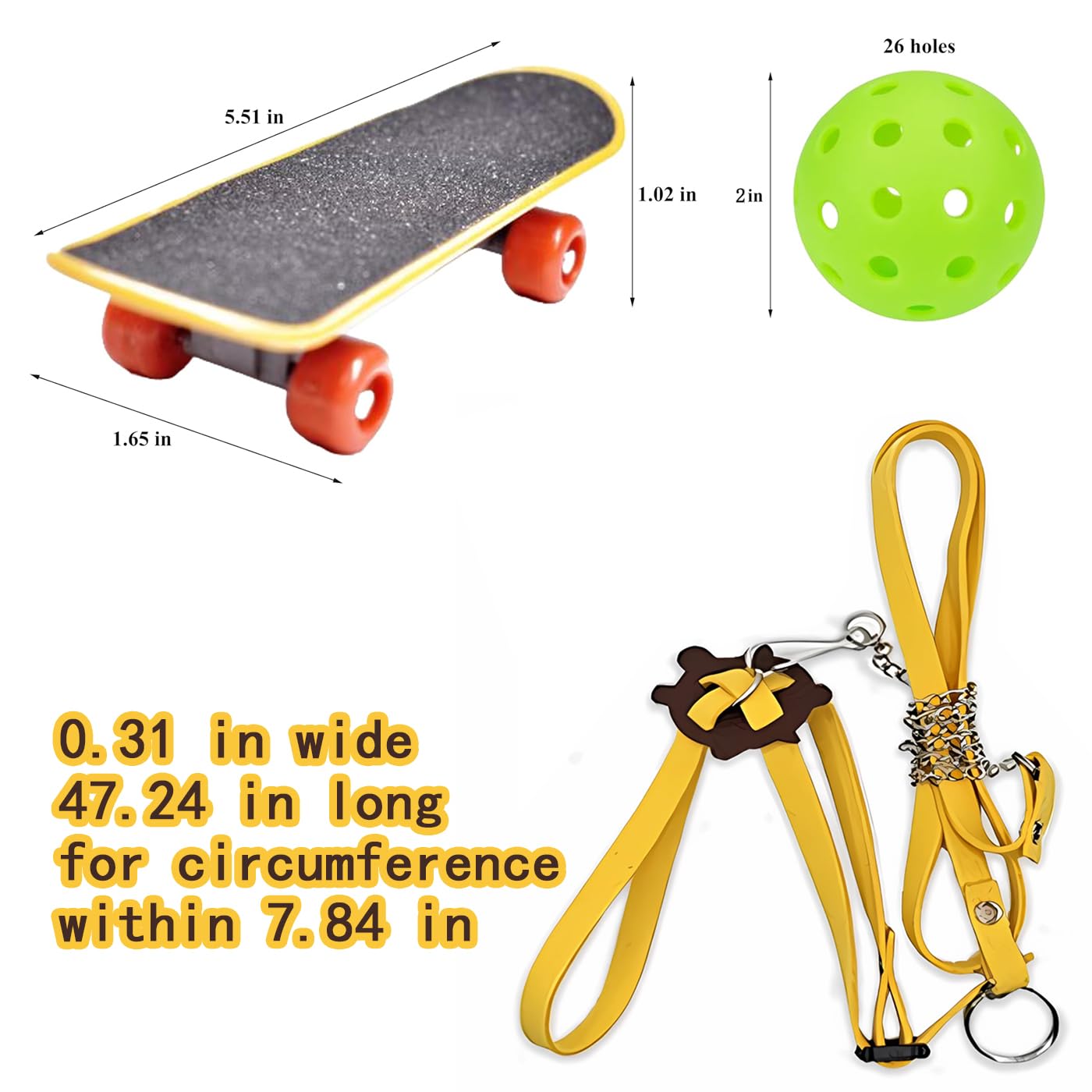 Turtles Playing And Training Toys Set, 1 Adjustable Tortoise Leash 2 Reptile Skateboards 2 Treat Ball, Turtle Fast Skate Accesso